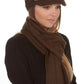 Sakkas Womens 2-piece Cable Knitted Visor Beanie Scarf and Hat Set with Button