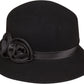 Sakkas Alice Satin Rose Vintage Style Wool Cloche Hat