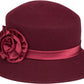 Sakkas Alice Satin Rose Vintage Style Wool Cloche Hat
