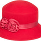 Sakkas Alice Satin Rose Vintage Style Wool Cloche Hat