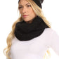 Sakkas Sayla Rhinestone Jewel Soft Warm Woven Cable Knit Beanie Hat And Scarf Set