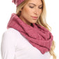 Sakkas Sayla Rhinestone Jewel Soft Warm Woven Cable Knit Beanie Hat And Scarf Set