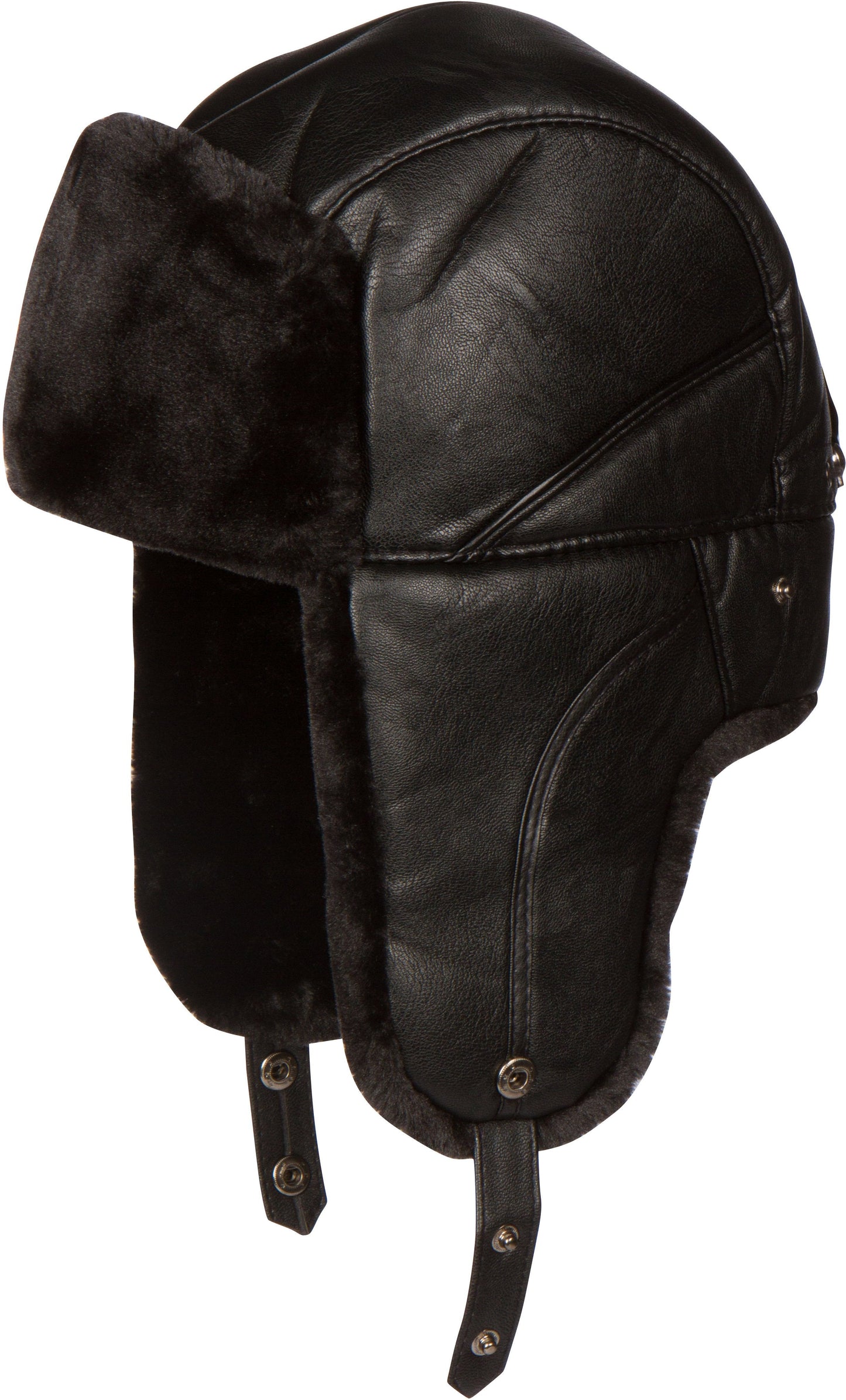 Sakkas Samy Adjustable Leather Shearling Unisex Aviator Russian Ushanka Trapper Winter Hat Faux Fur Warm Soft Water-resist