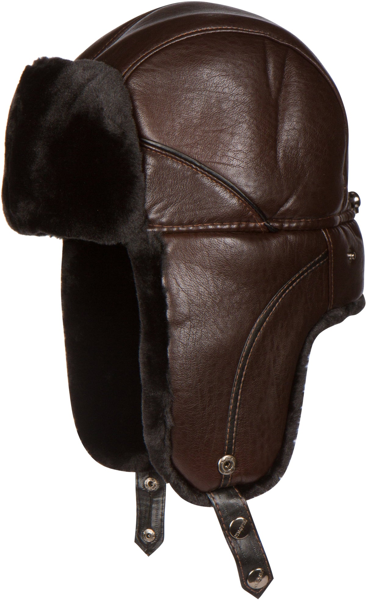 Sakkas Samy Adjustable Leather Shearling Unisex Aviator Russian Ushanka Trapper Winter Hat Faux Fur Warm Soft Water-resist