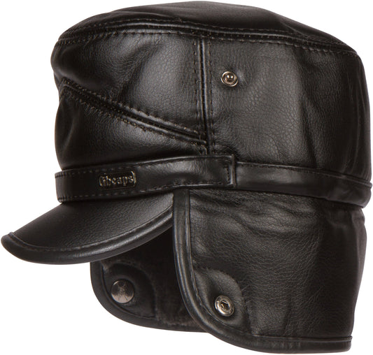 Gorro plano cálido militar Sakkas Eliott con forro de piel sintética convertible
