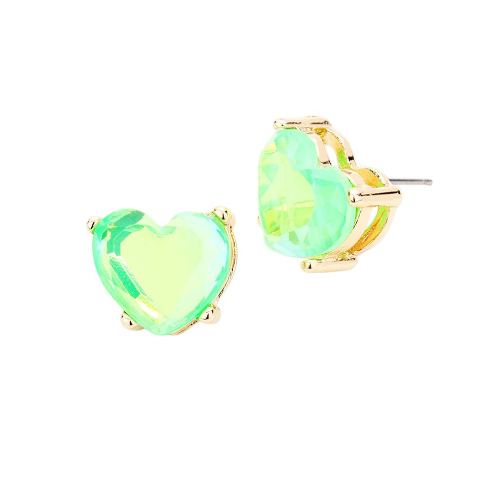 Heart Stone Stud Earrings
