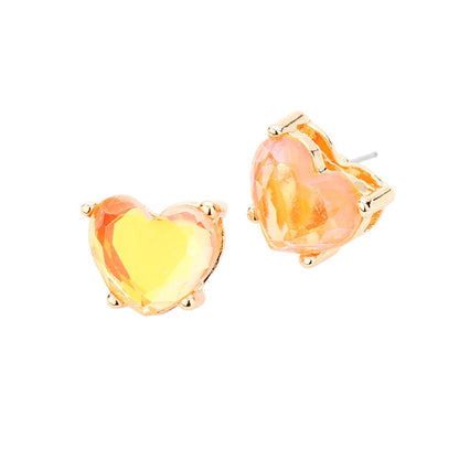 Heart Stone Stud Earrings