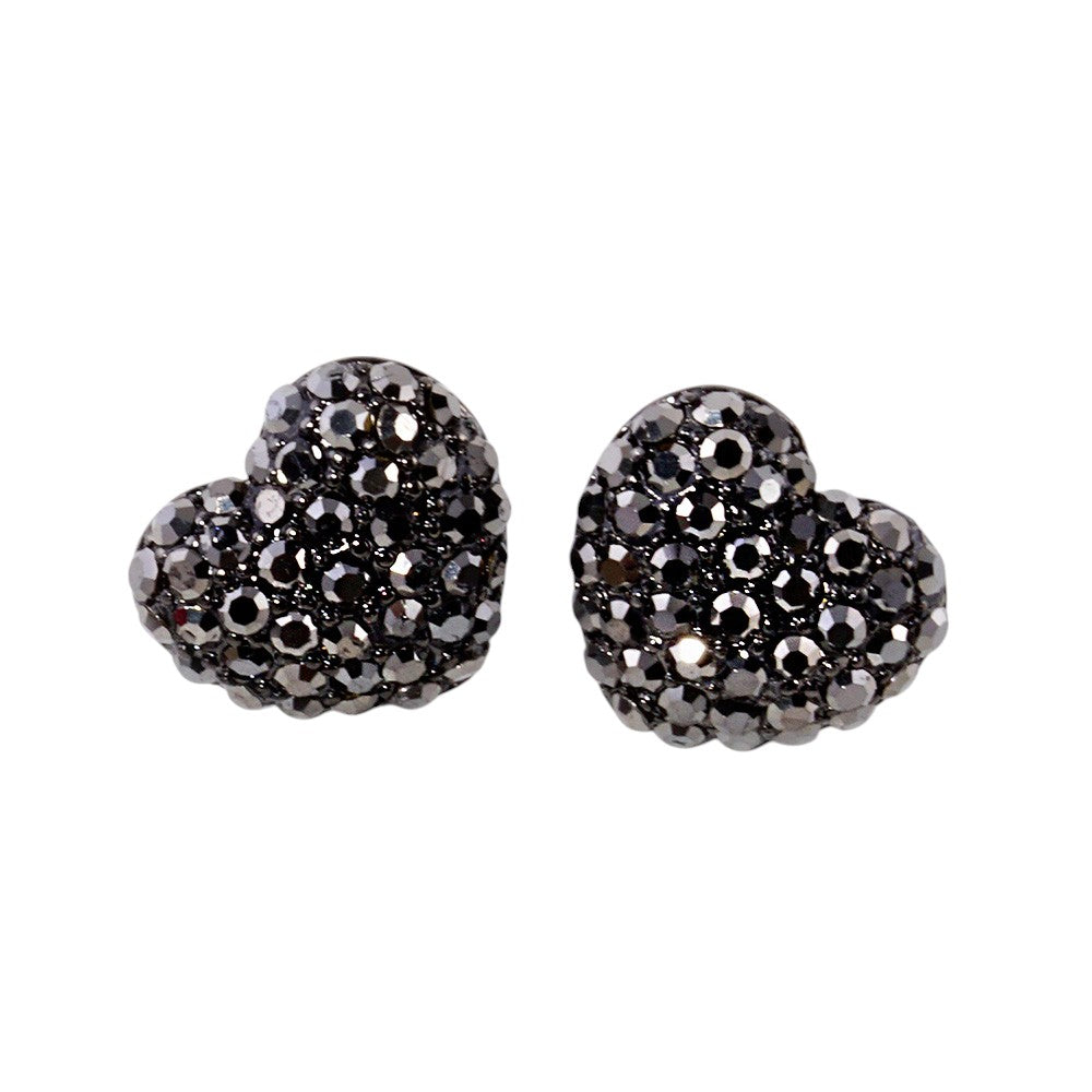 Crystal Pave Heart Stud Earrings