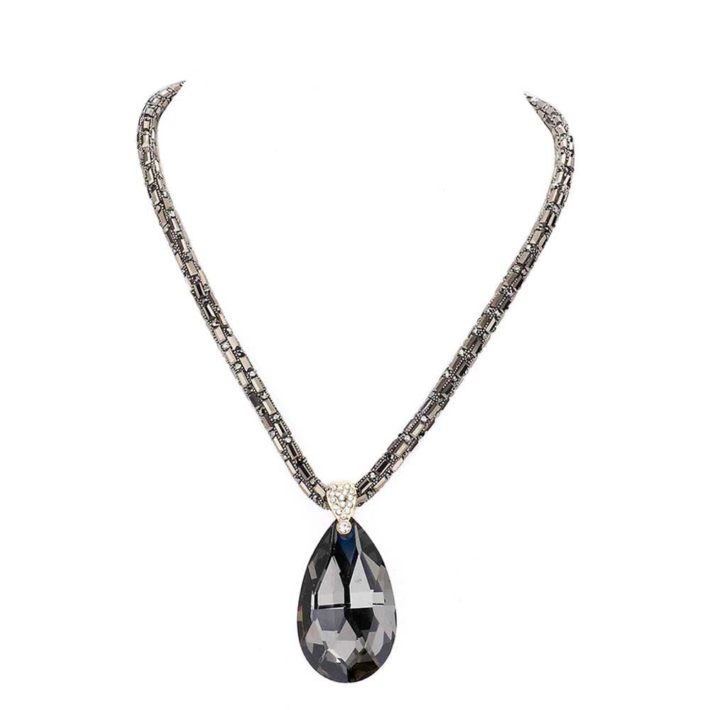 Teardrop Pendant Bling Necklace