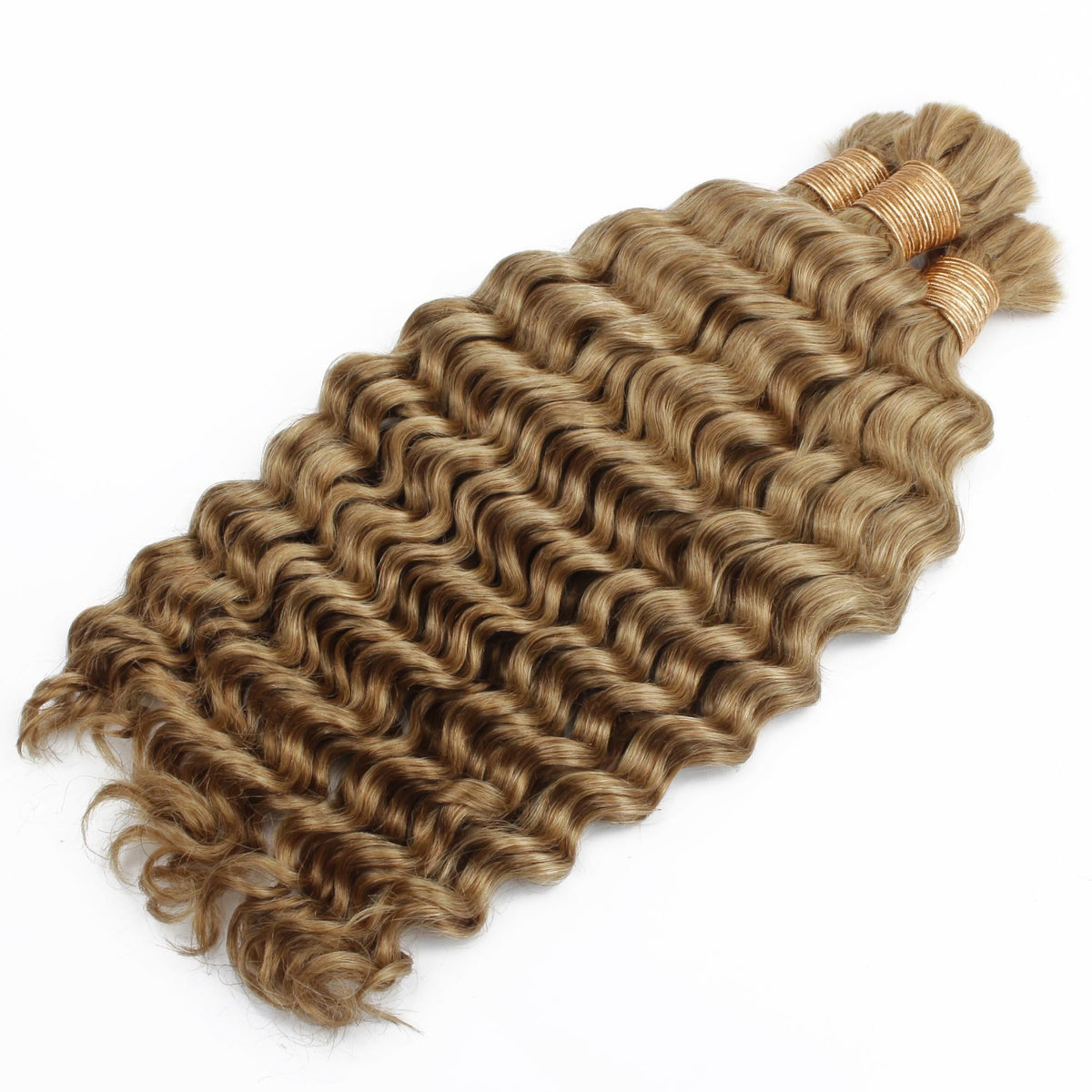Cabello para trenzas 100% humano color rubio miel, onda profunda 27, a granel