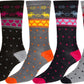 Sakkas Women's Poly Blend Soft and Stretchy Crew Pattern Socks Assorted 6-pack