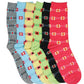 Sakkas Women's Poly Blend Soft and Stretchy Crew Pattern Socks Assorted 6-pack