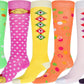 Sakkas Liea Ladies Colorful Unique Pattern / Solid Knee High Socks Assorted 6-Pack