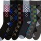 Sakkas Men's Crew High Patterned Colorful Design Dress Socks Asst Value 6-Pack