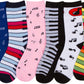 Sakkas Women's Fun Colorful Design Poly Blend Crew Socks Assorted 6-Pack