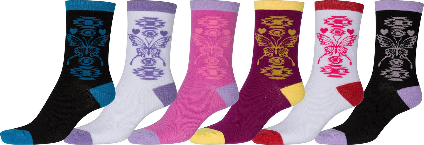 Sakkas Women's Fun Colorful Design Poly Blend Crew Socks Assorted 6-Pack