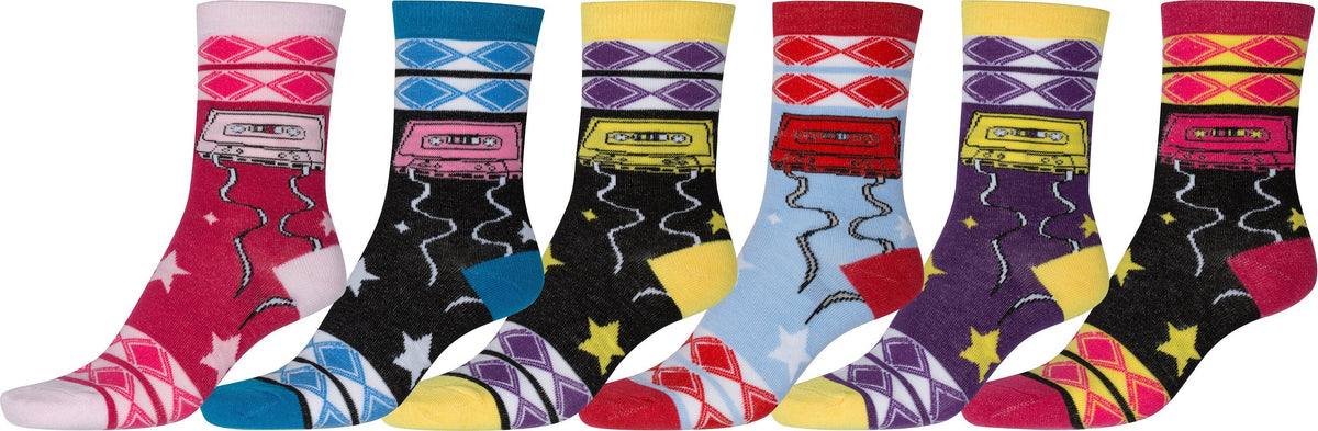 Sakkas Women's Fun Colorful Design Poly Blend Crew Socks Assorted 6-Pack