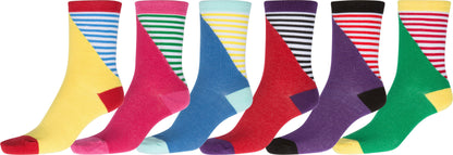 Sakkas Women's Fun Colorful Design Poly Blend Crew Socks Assorted 6-Pack