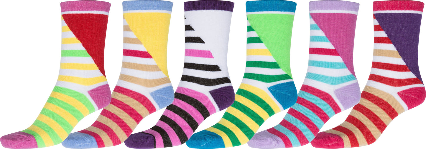 Sakkas Women's Fun Colorful Design Poly Blend Crew Socks Assorted 6-Pack