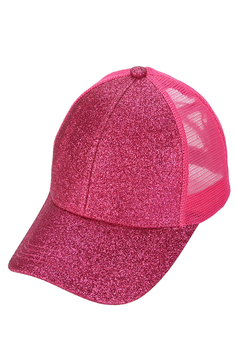 C.C Women's Glitter Mesh Back Criss-Cross Ponytail Cap