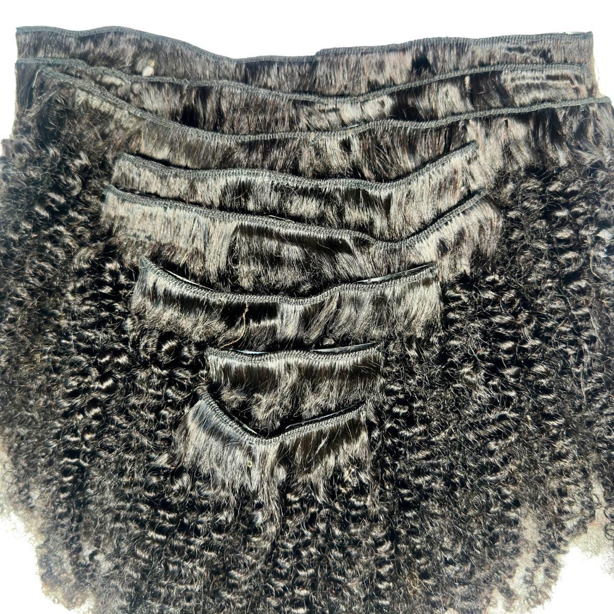 Extensiones de cabello 100% humano con clip, rizadas y muy encrespadas (Afro Kinky Curly)