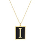 Gold Dipped Enamel Rectangle Monogram Pendant Necklace