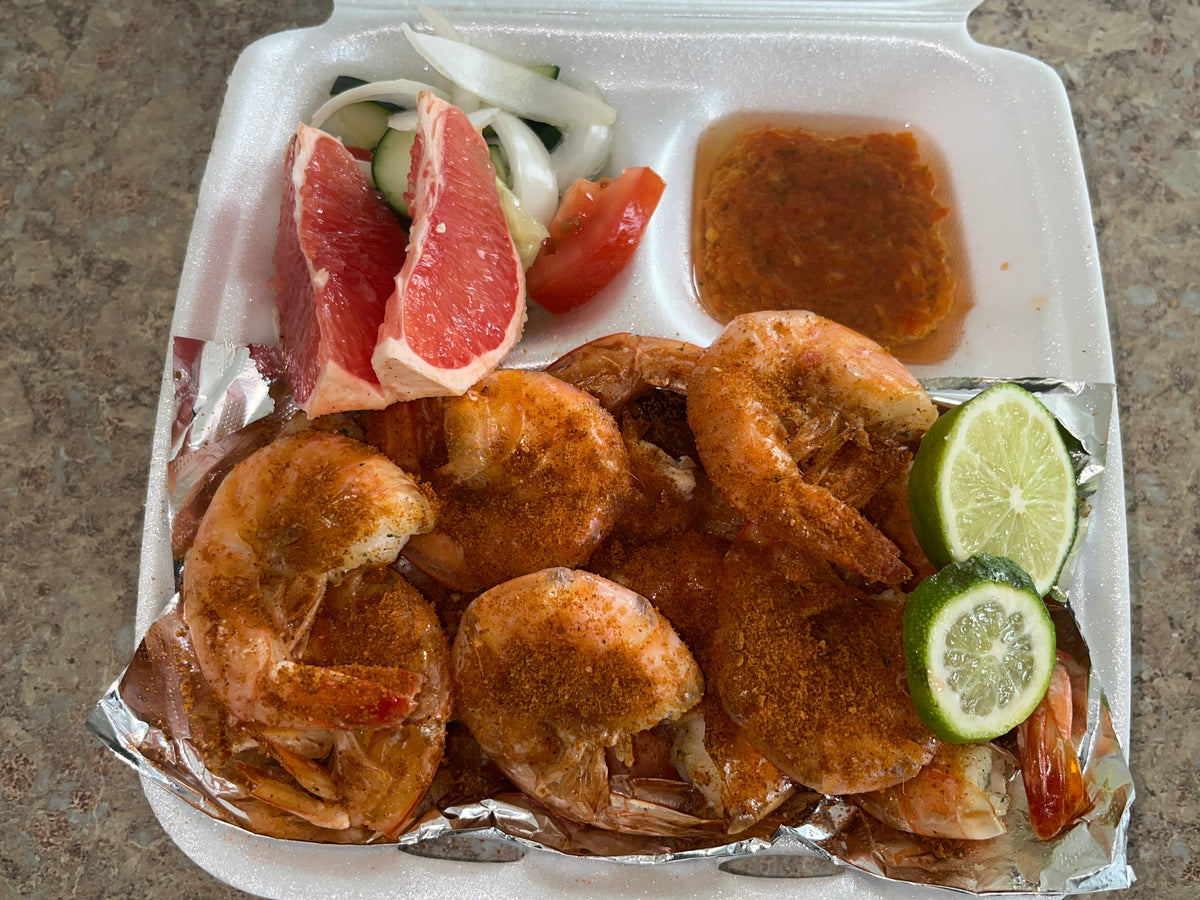 GRILLED HEADLESS JUMBO SHRIMP WITH SHELL ON