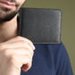 Black Textured Leather Mens Wallet