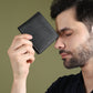 Black Textured Leather Mens Wallet
