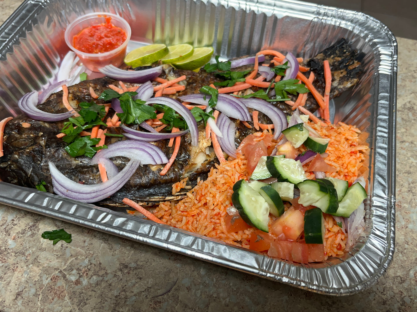 GRILLED TILAPIA WITH JOLLOF RICE