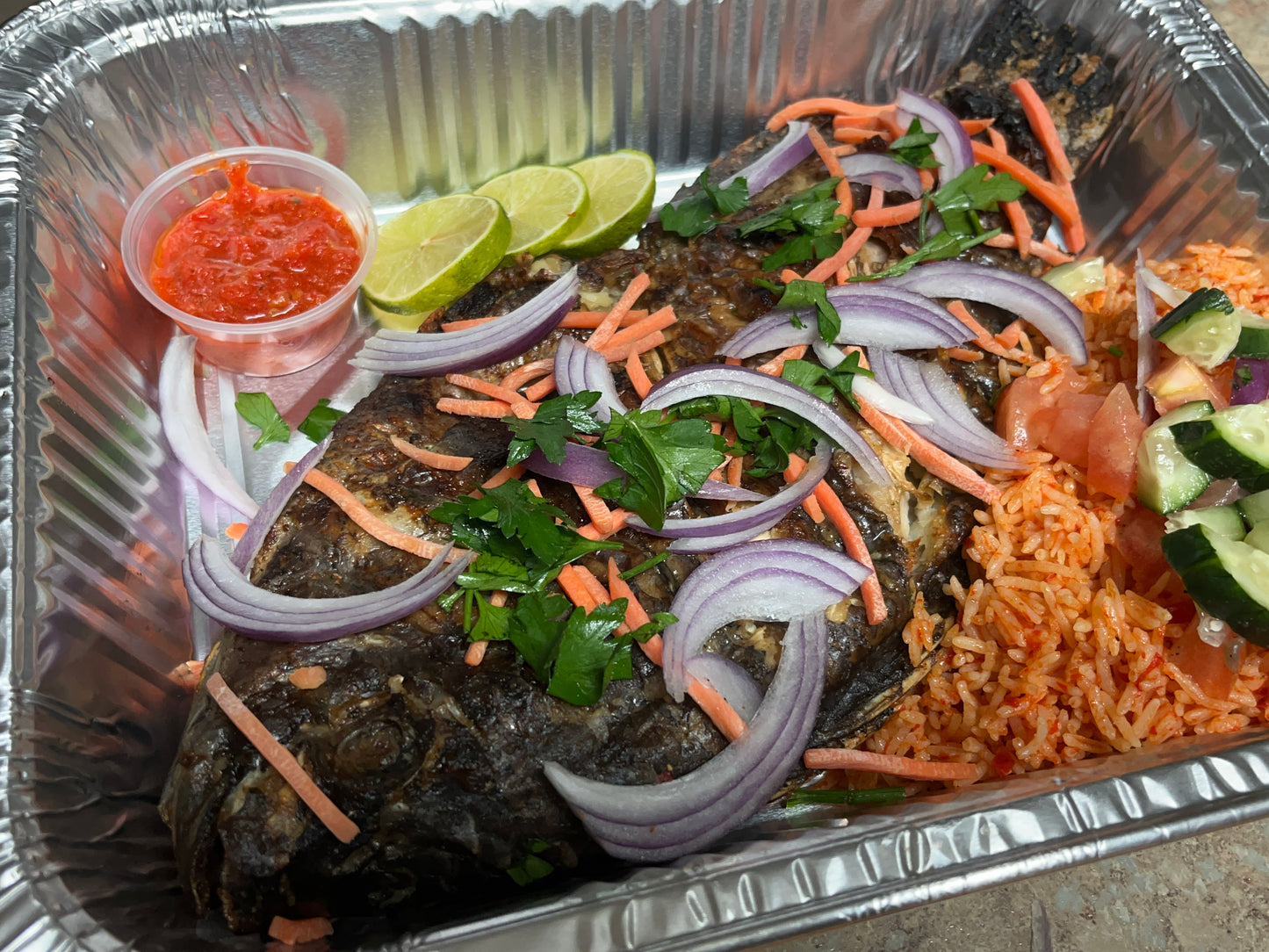GRILLED TILAPIA WITH JOLLOF RICE