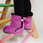 Magenta Faux-Fur Barefoot Boot Topper | Ozznek Removable Sole Shoes