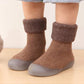 Toddler Sock Shoes with Rubber Soles | Fleece Winter Barefoot Shoes