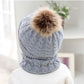 Organic Cotton Kids Beanie & Scarf Set | Chunky Knit Pom Pom Winter Set