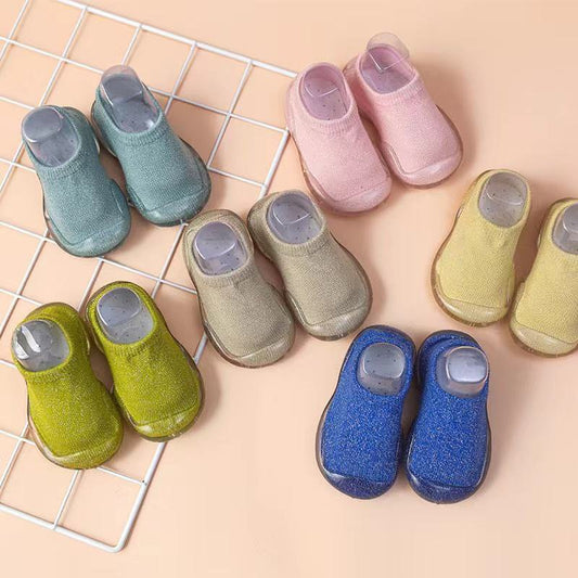 Zapatos Tipo Calcetín de Algodón Orgánico para Bebés y Niños Pequeños – Suela Transparente