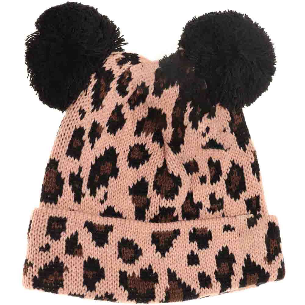 Baby Leopard Double Pom C.C Beanie