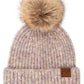 C.C Classic Rib Beanie With Faux Fur Pom