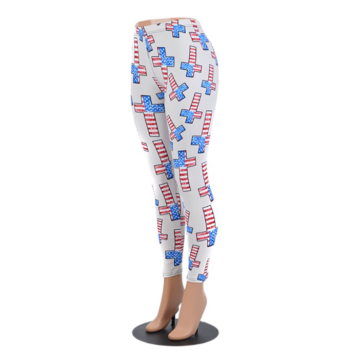 American flag cross pattern leggings