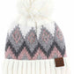 C.C Soft Aztec Pattern Beanie with Knit Pom