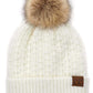 C.C Smocking Stitch Pattern Pom Beanie Hat