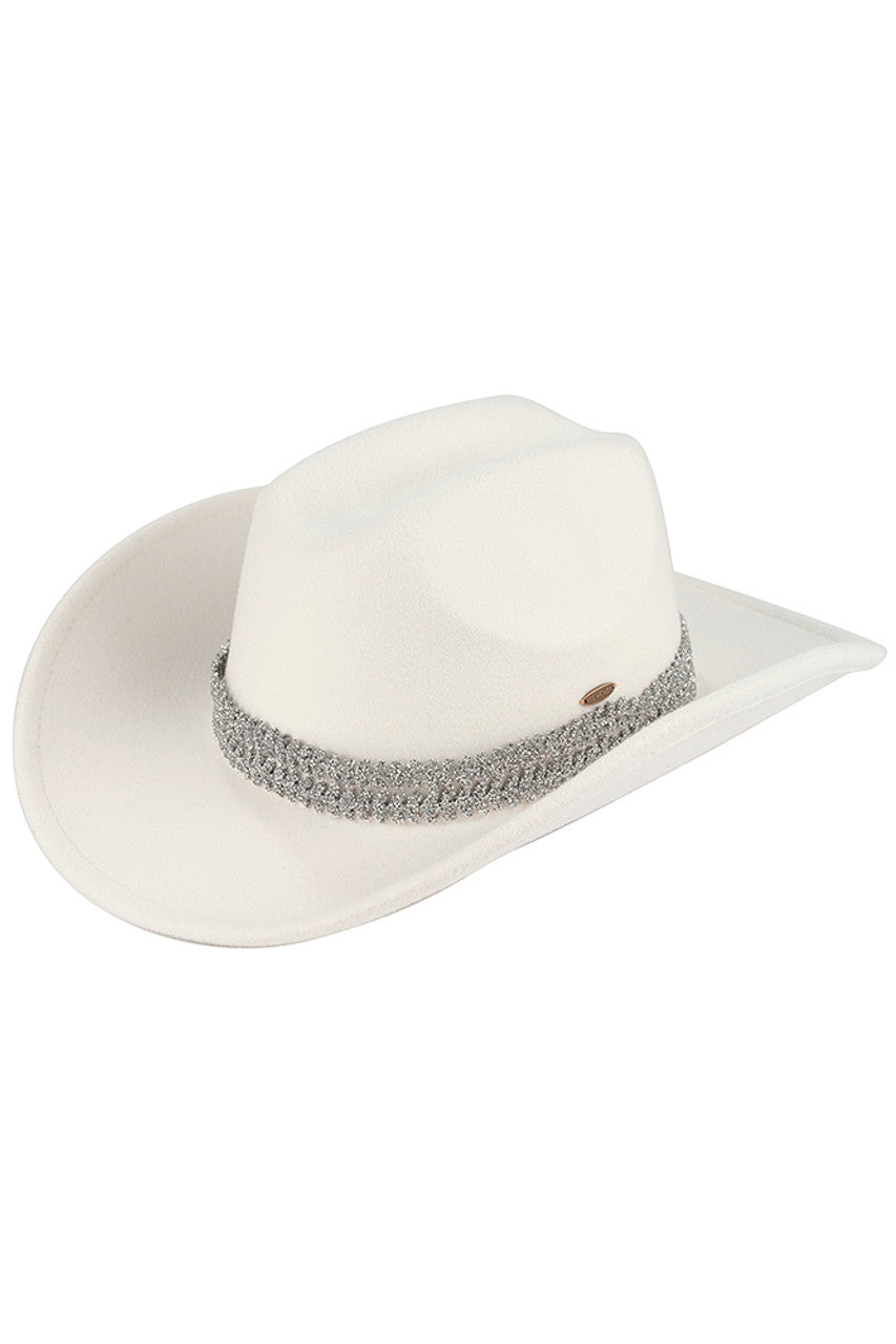 C.C Stone Glitter Band Vegan Cowboy Hat