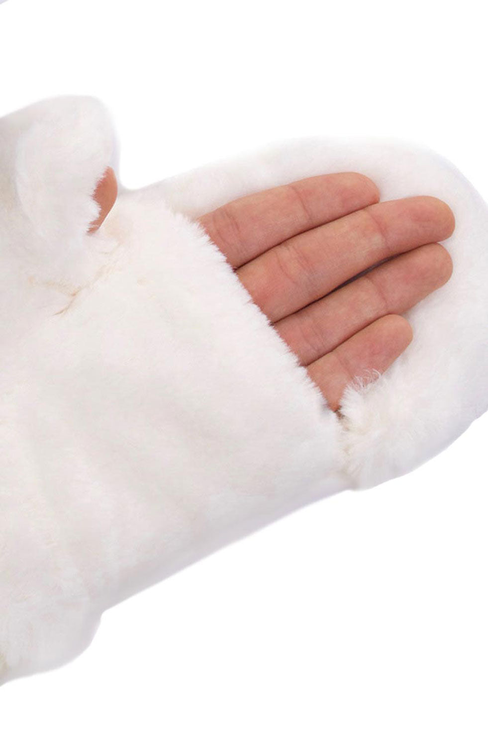 C.C Faux Fur Pop Top Mittens Gloves Shepherd Lining - Ivory