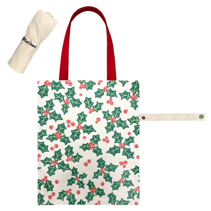 Christmas Poinsettia Printed Foldable Eco Bag