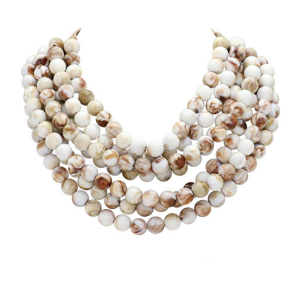 Women's Chunky Multi-Strand Beaded Statement Necklace with Magnetic Clasp