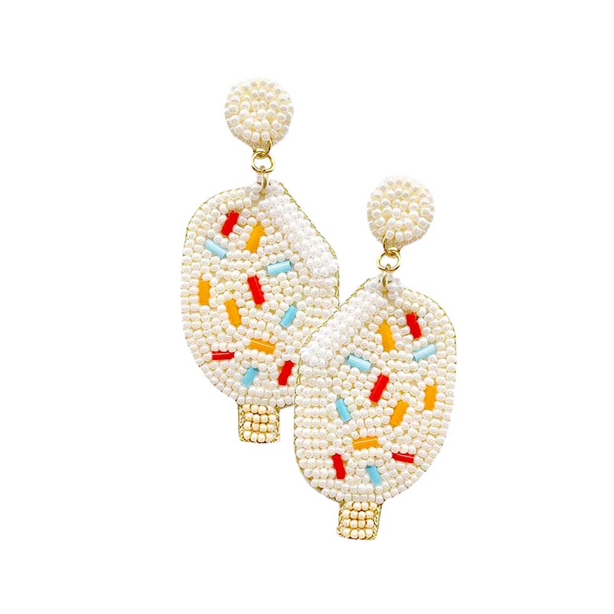 Felt Back Seed Beaded Popsicle Dangle Earrings