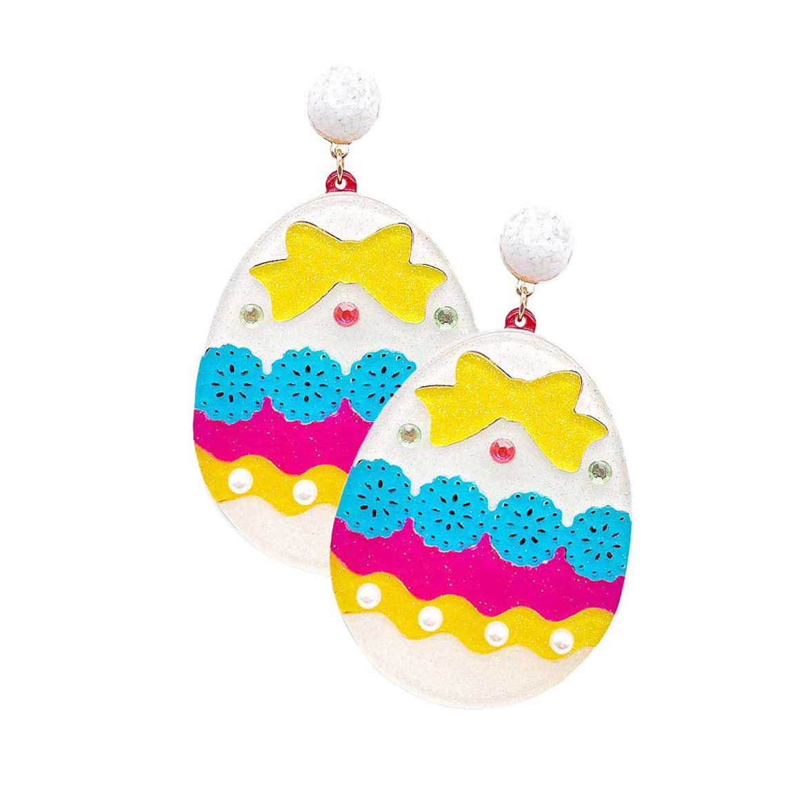 Glittered Resin Easter Egg Dangle Earrings