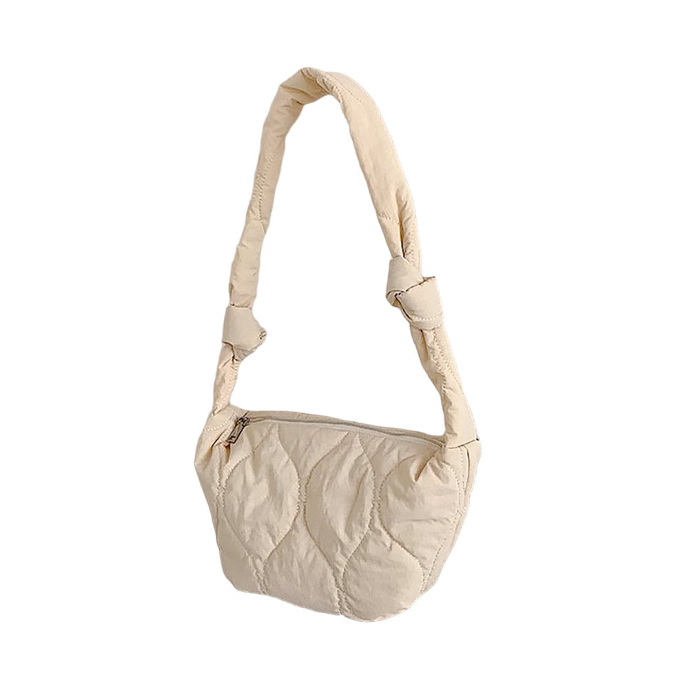 Quilted Puffer Half Moon Tote Shoulder Bag