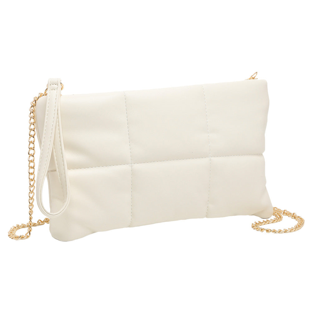 Quilted Solid Faux Leather Crossbody Bag