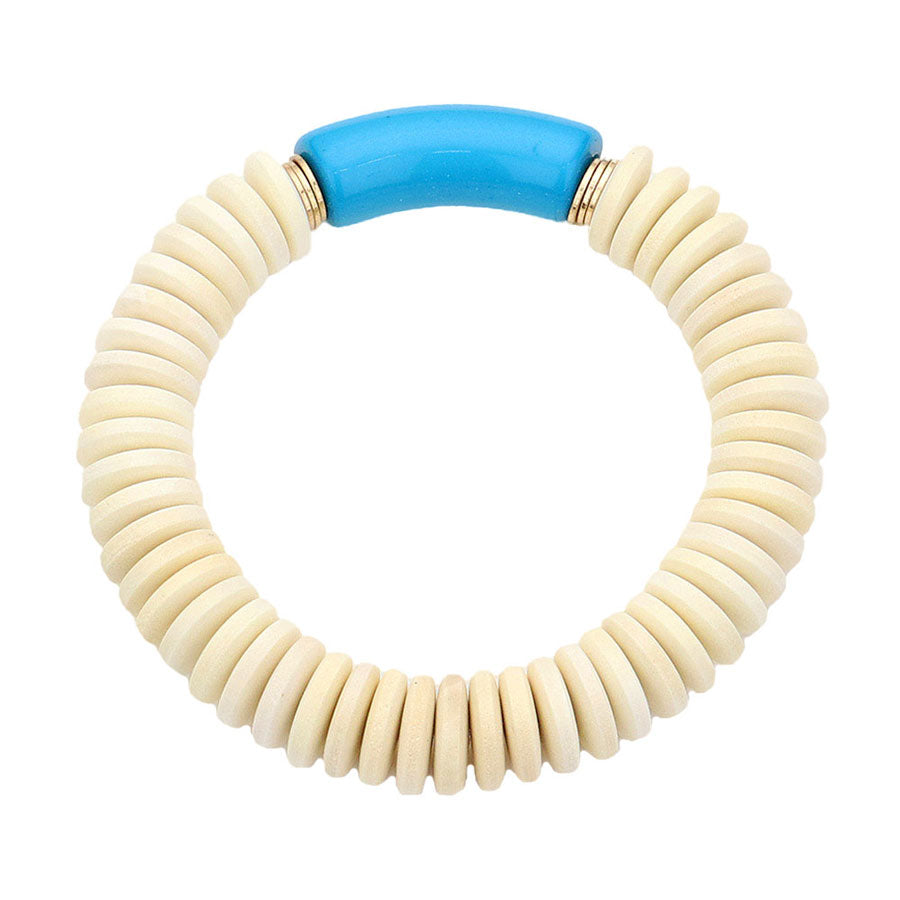 Resin Accented Wood Stretch Bracelet