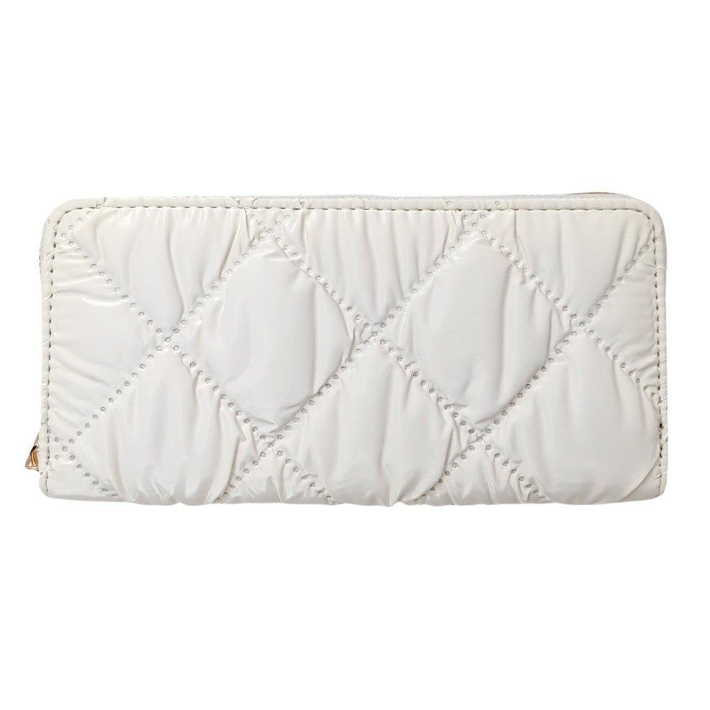 Shiny Faux Leather Padded Wallet with Wristlet